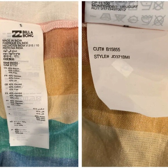 Billabong x Sincerely Jules Mix It Up Dress Rainbow Boho Maxi Size Small - Picture 3 of 4